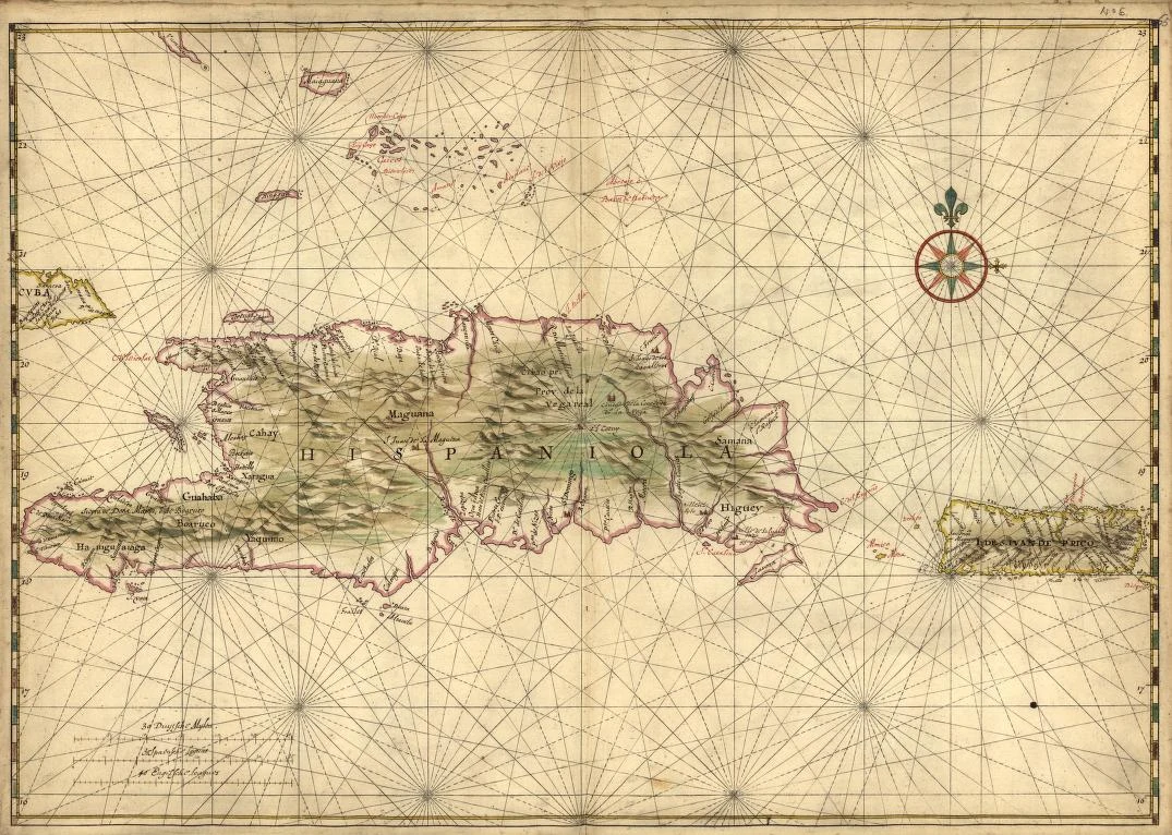 [Map of the islands of Hispaniola and Puerto Rico].