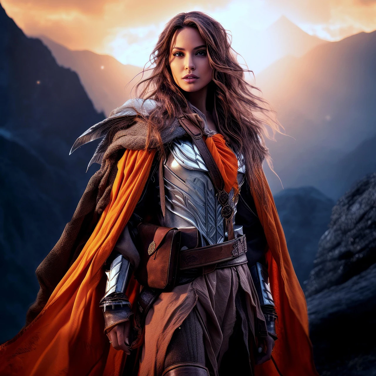 epic, woman, warrior, fight, fantasy, armor, medieval, fighter, historical, costume, girl, ai generated