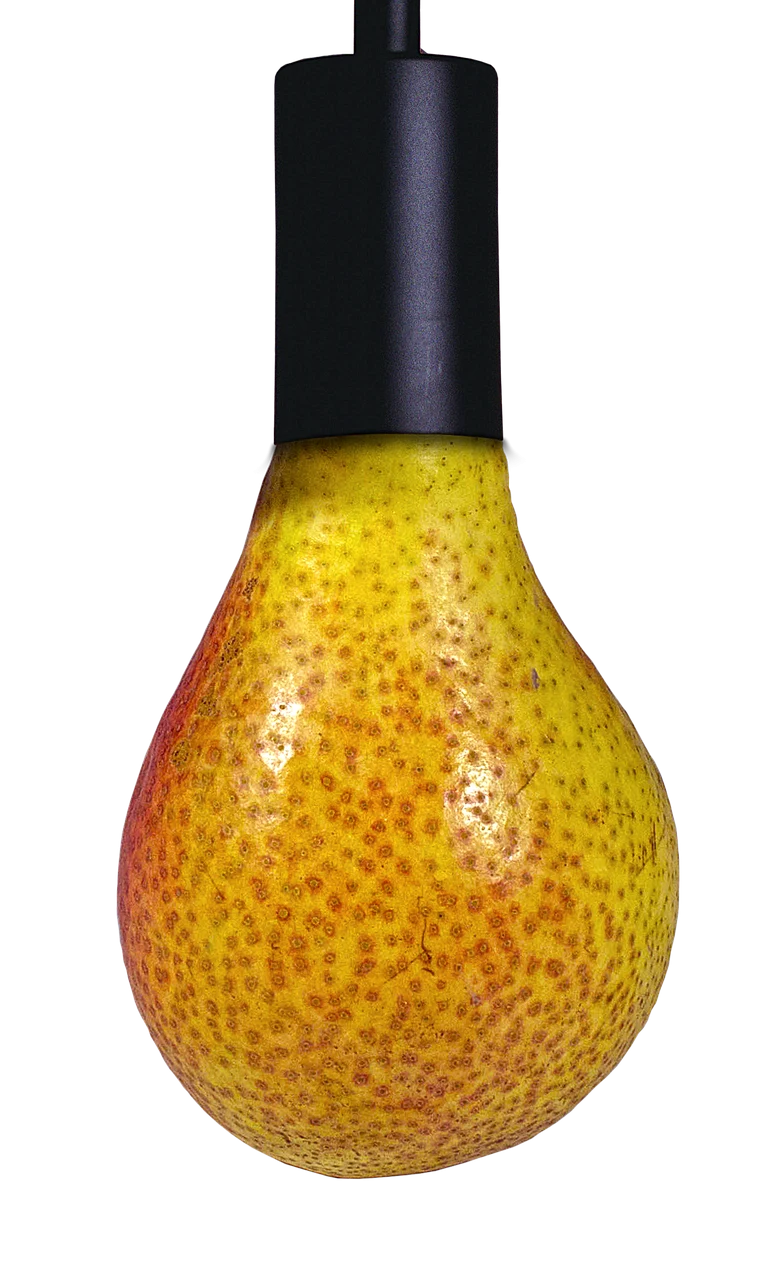 pear, lamp holder, surreal, williams christ, staging, layout, image editing, image design, photo manipulation, photomontage, photoshop, visualization, art, artistic, composing, composition, compositing, artwork, digital art, isolated
